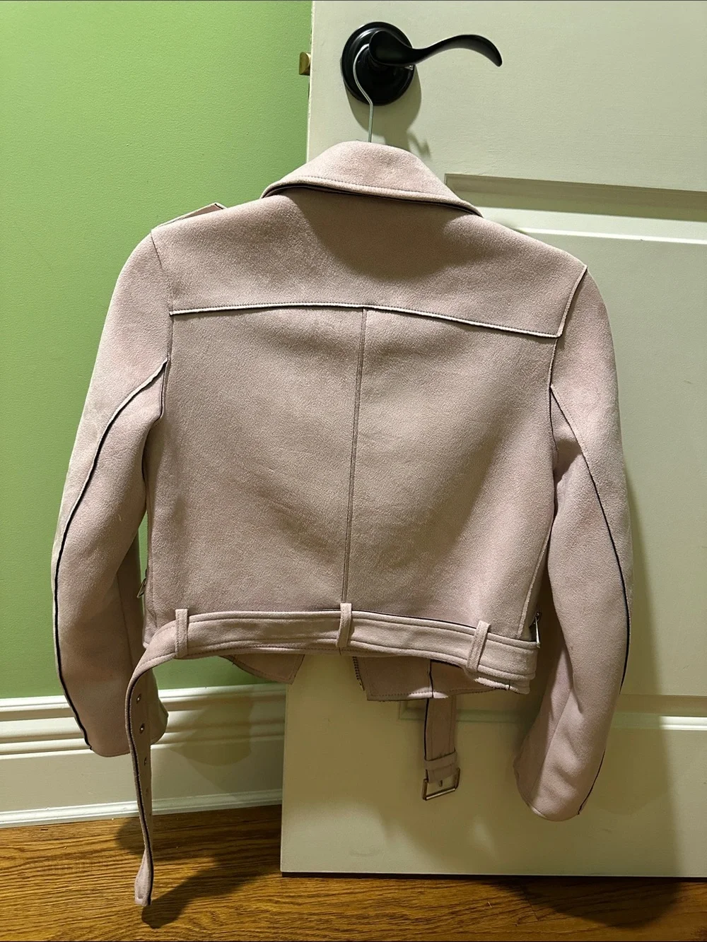 Zara Studio Blush Pink Suede Moto Jacket - Picture 2 of 3